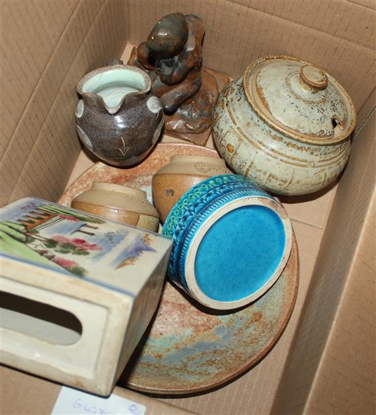 2 boxes of studio pottery